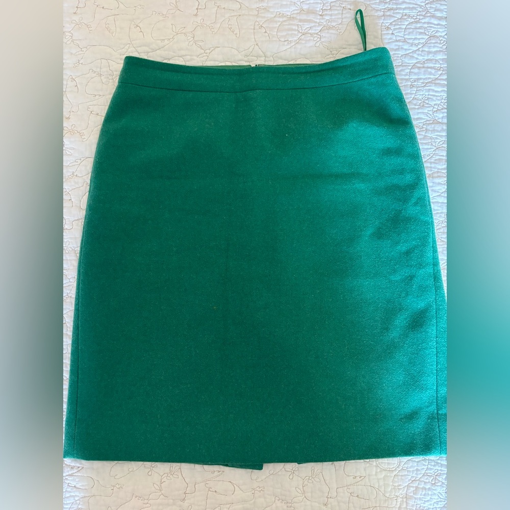 J. Crew Green Pencil Skirt Wool size 4